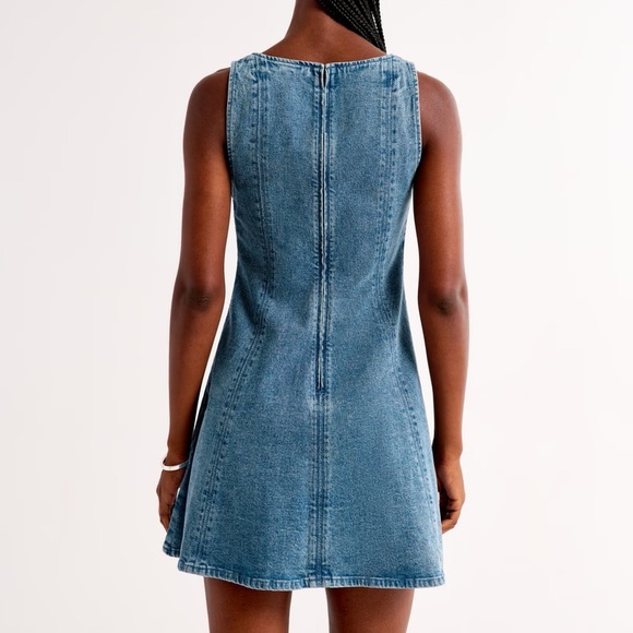 NWT The A&F Mila Squareneck Denim Mini Dress - Picture 4 of 8